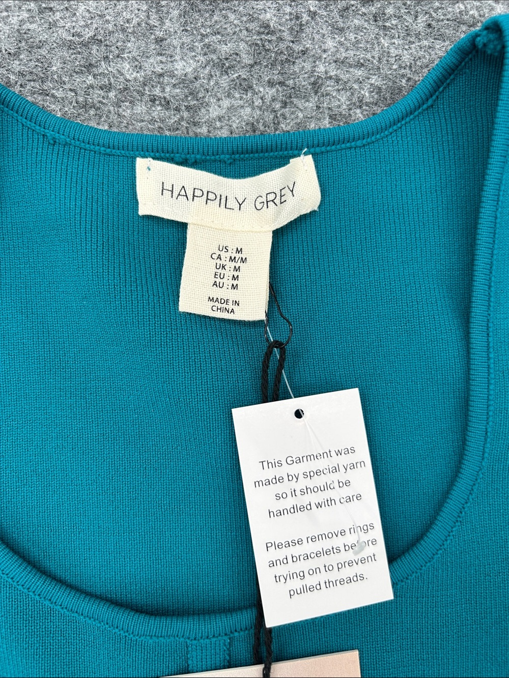 NWT Happily Grey Women’s Long Sleeve Top - Size Medium Teal - Picture 2 of 9